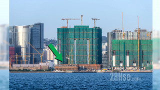 澐璟 主題大廈 從對面海觀看項目 ( 綠色箭嘴部分 )