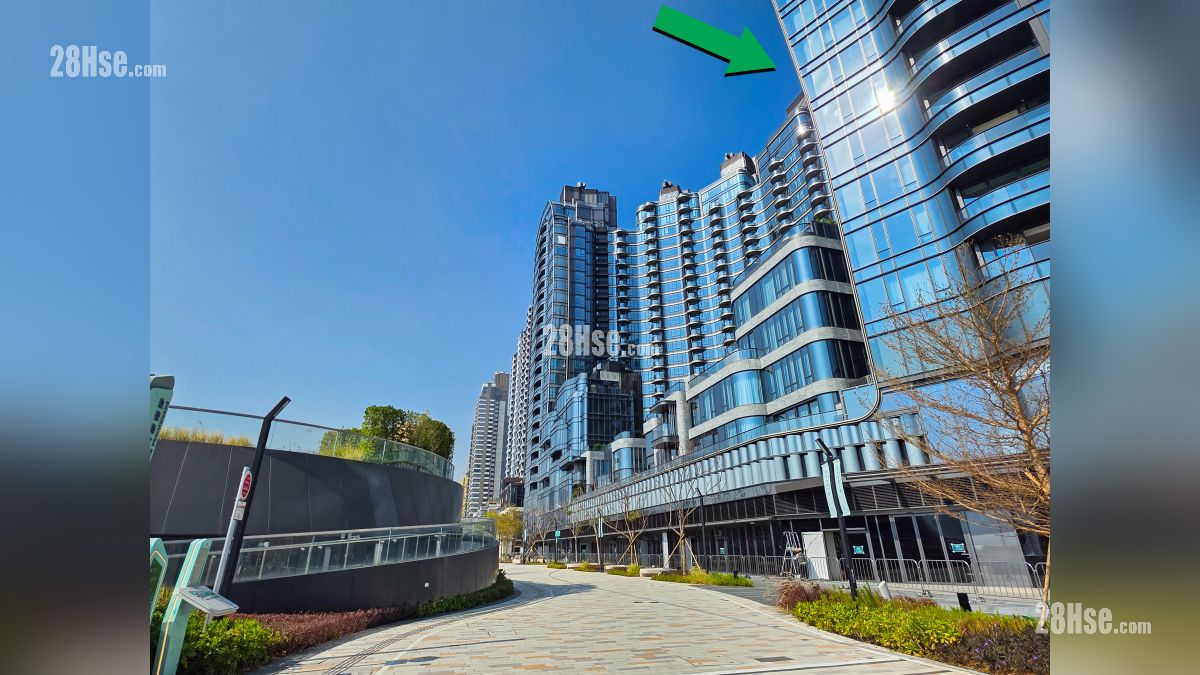 天玺海 1期 屋苑设施环境 项目 (绿色箭嘴部分) 外的启德海滨花园