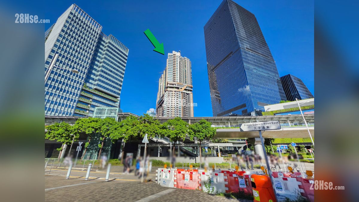 天璽天 2期 附近街道 太子道東, 項目位於綠色箭嘴部分
