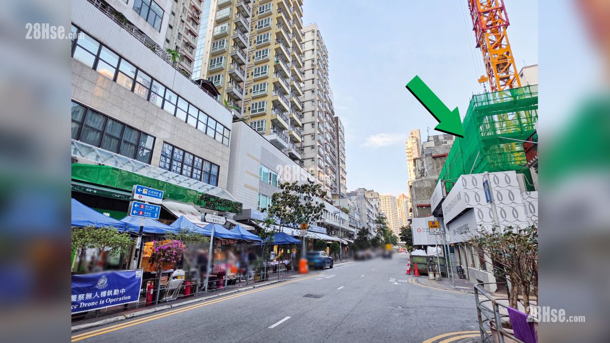 瑧爾 屋苑設施環境 項目 (綠色箭嘴部分) 外的廣東道