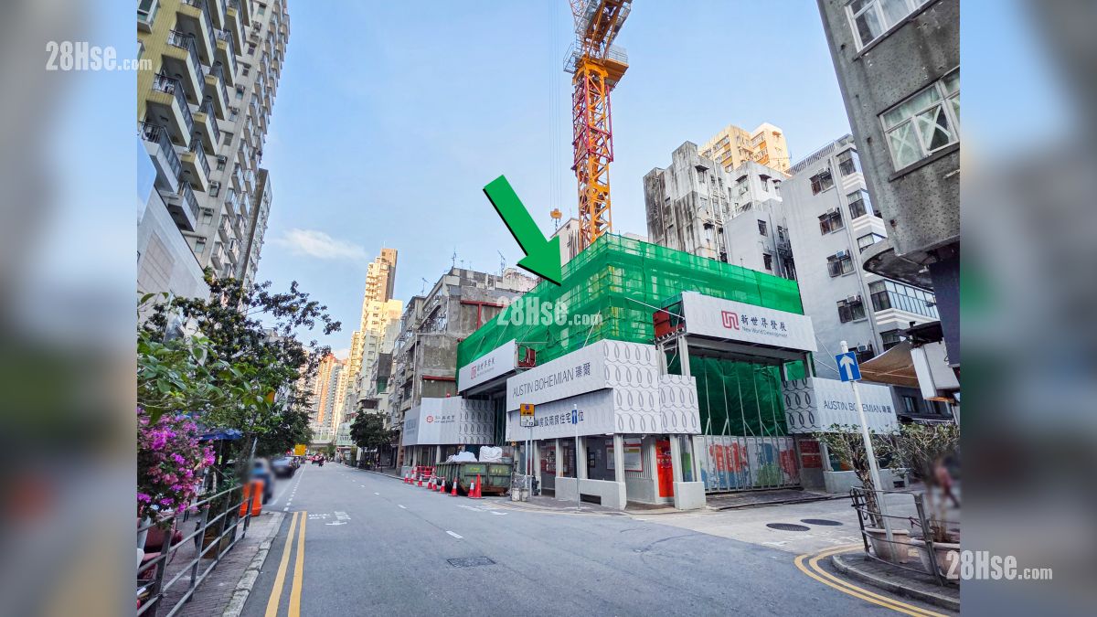 瑧爾 屋苑設施環境 項目 (綠色箭嘴部分) 外的南京街與廣東道交界