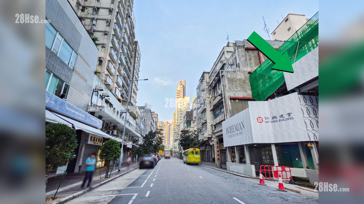 瑧爾 屋苑設施環境 項目 (綠色箭嘴部分) 外的廣東道