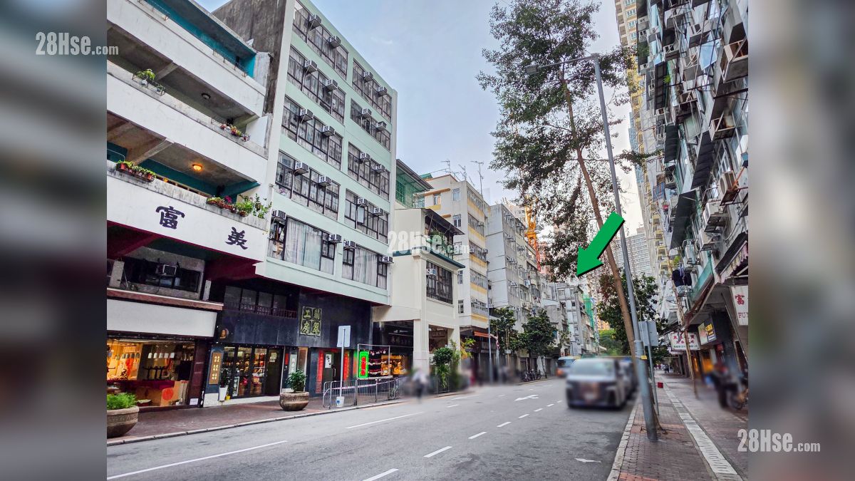 瑧爾 周邊大廈 項目 (綠色箭嘴部分) 外的廣東道有較多舊式樓宇