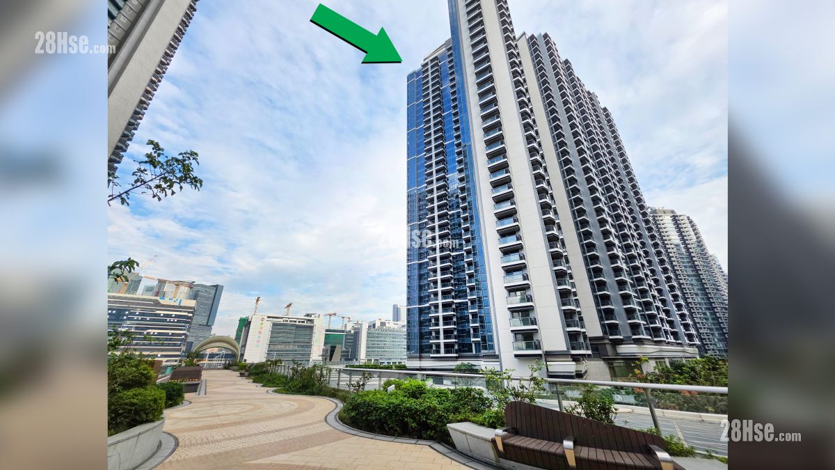 Double Coast III 屋苑设施环境 从启德空中花园观看项目 (绿色箭嘴部分) 