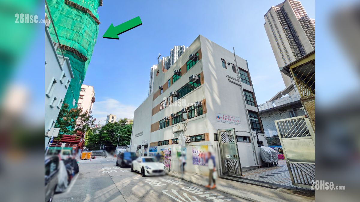 項目 (綠色箭嘴部分) 鄰近基督教海面傳道會仁愛幼稚園與浸信會學校