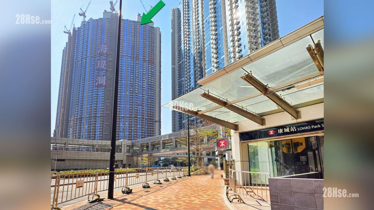 海瑅湾 II 交通配套 康城港铁站 A 出口, 项目位于绿色箭嘴部分