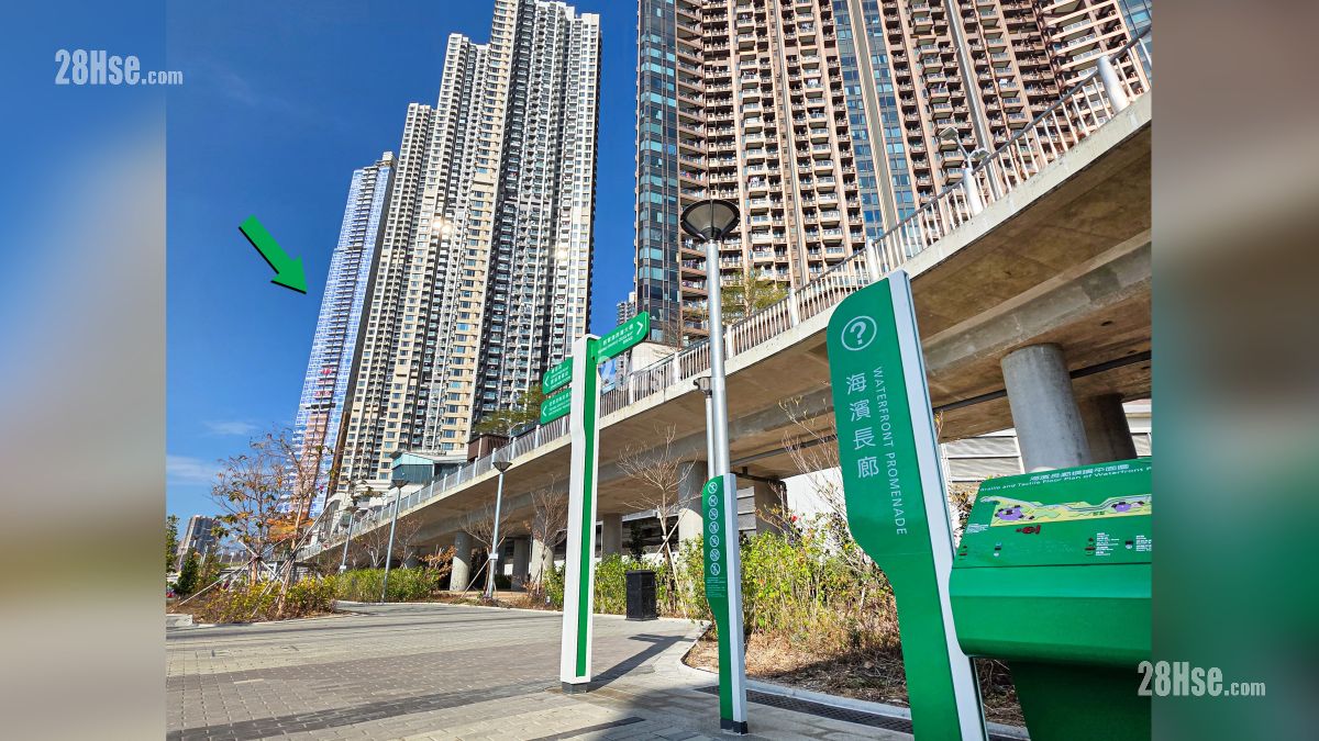 海瑅湾 II 附近设施 日出康城海滨长廊, 项目位于绿色箭嘴部分