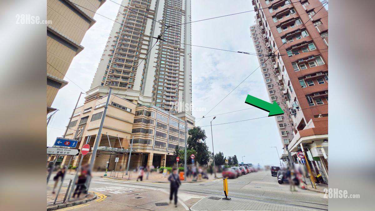 海嵎 屋苑設施環境 項目 (綠色箭嘴部分) 外的爹核士街與吉席街交界