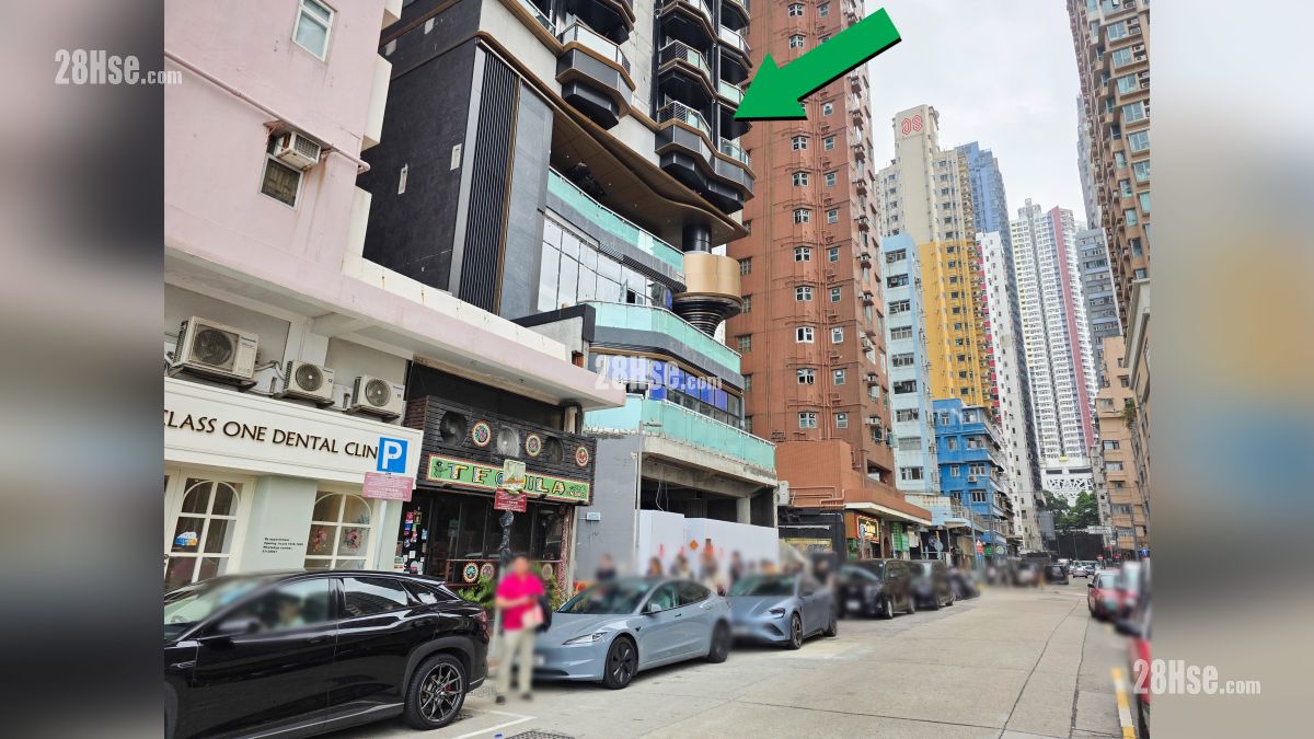 海嵎 屋苑設施環境 項目 (綠色箭嘴部分) 外的爹核士街