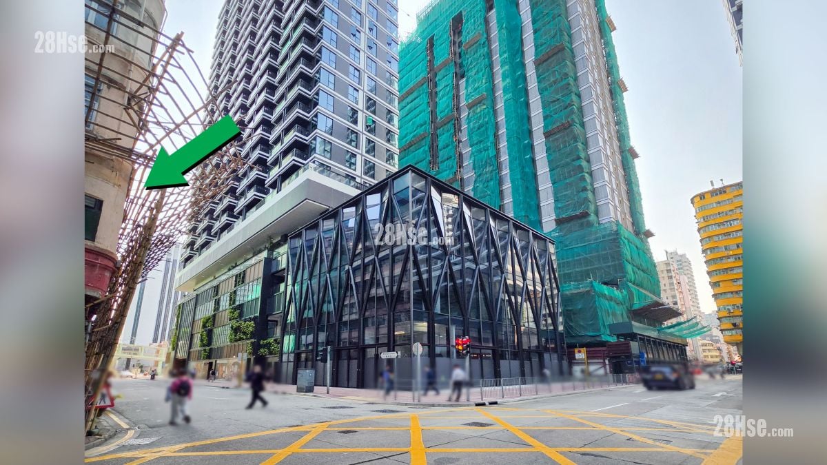 首匯 附近街道 項目 (綠色箭嘴部分) 附近的黃埔街與必嘉街交界