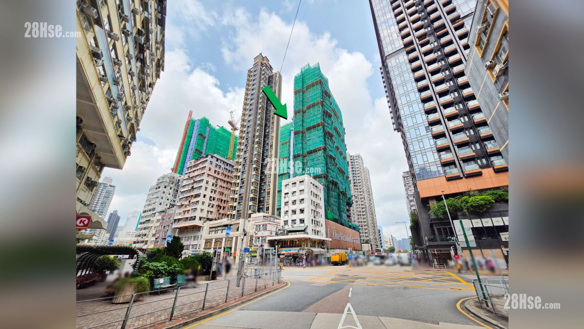 首岸 第一期 屋苑设施环境 项目 (绿色箭嘴部分) 外的新柳街与马头围道交界