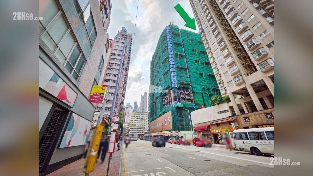 首岸 第一期 交通配套 项目 (绿色箭嘴部分) 外的庇利街设有巴士站