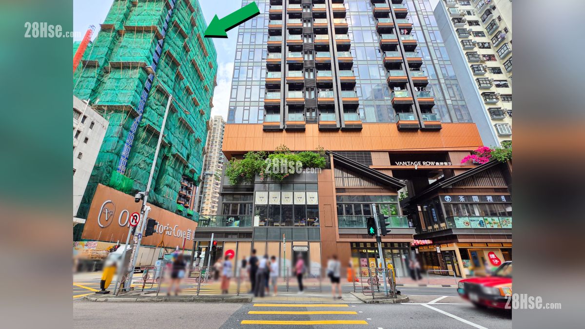 首岸 第三期 周邊大廈 項目 (綠色箭嘴部分) 鄰近啟岸 (圖片右方)