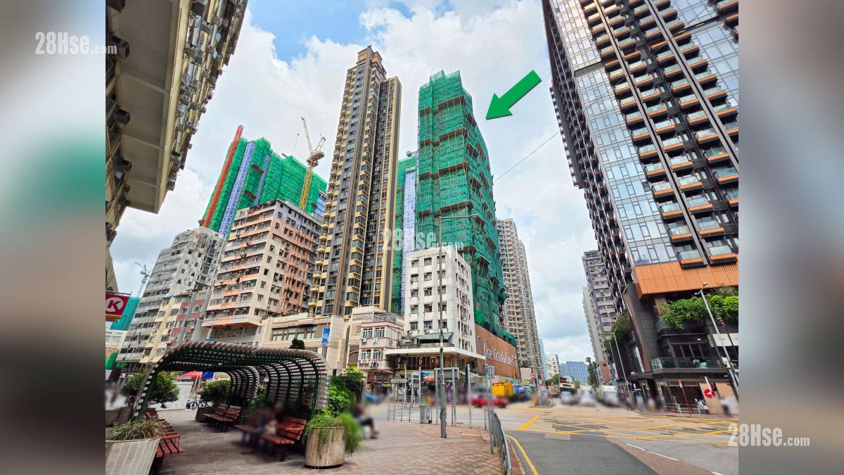 首岸 第三期 屋苑設施環境 項目 (綠色箭嘴部分) 外的新柳街與馬頭圍道交界