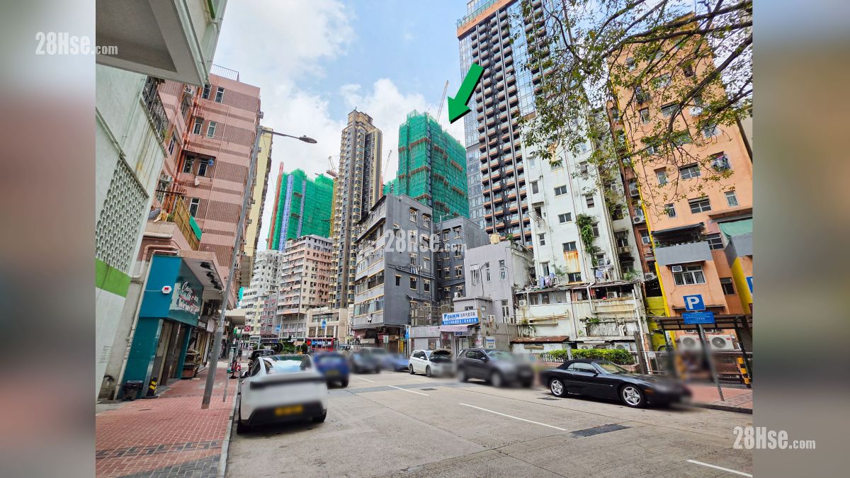 首岸 第三期 附近街道 從機利士南路可看到項目 (綠色箭嘴部分)