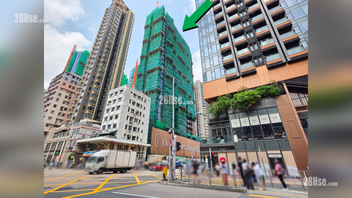 首岸 第三期 屋苑設施環境 項目 (綠色箭嘴部分) 外的新柳街與馬頭圍道交界