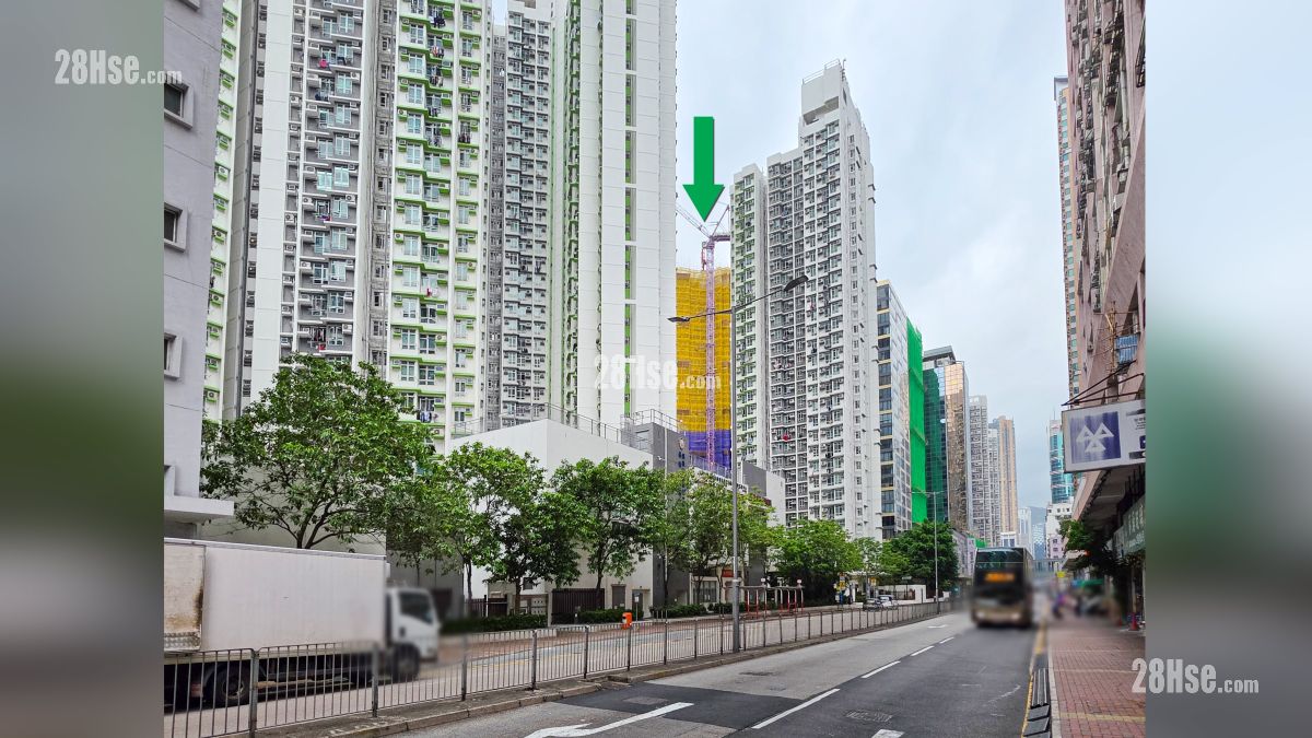 形瑨 附近街道 項目 (綠色箭嘴部分) 附近的沙咀道