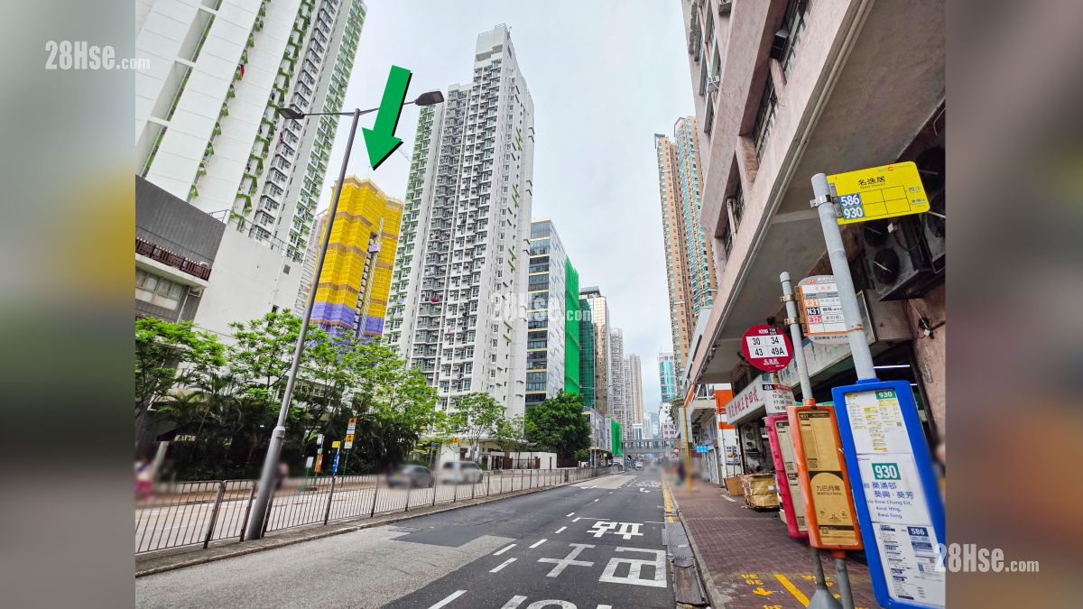 形瑨 交通配套 項目 (綠色箭嘴部分) 外的沙咀道設有巴士站