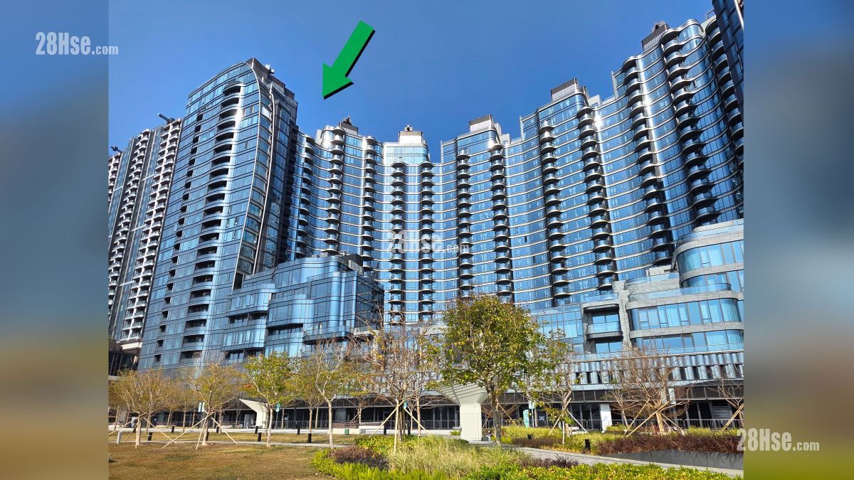 天玺海 2B期 主题大厦 从启德海滨花园观看项目 (绿色箭嘴部分) 外观