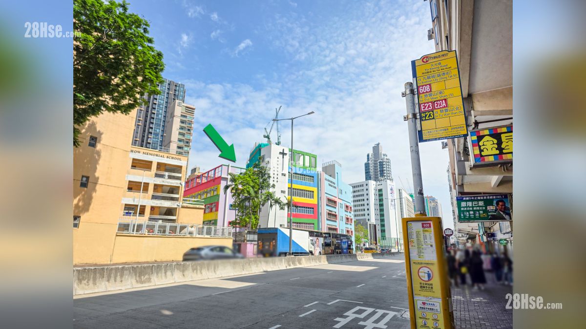 壹沐 2期 交通配套 馬頭圍道設有城巴巴士站 (608,E23,E23A,N23), 項目位於綠色箭嘴部分