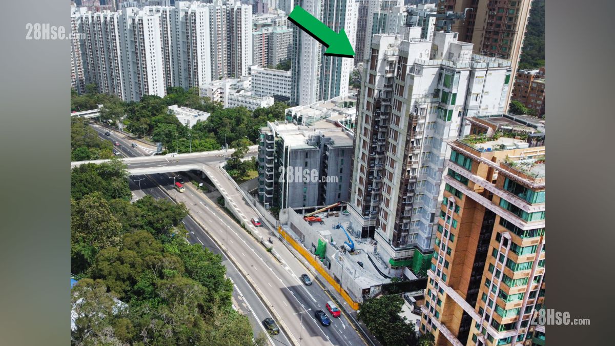 項目 (綠色箭嘴部分) 另一面面向龍翔道景觀